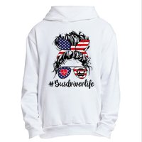 Messy buns hair bus driver life american flag for  Urban Pullover Hoodie