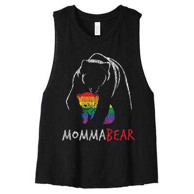 Mama Bear Hug Love Support Parent Pride Lgbt Women's Racerback Cropped Tank