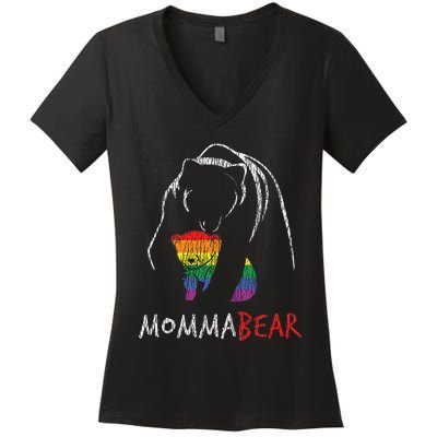 Mama Bear Hug Love Support Parent Pride Lgbt Women's V-Neck T-Shirt