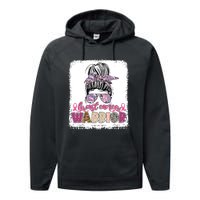 Messy Bun Hair Pink Ribbon Breast Cancer Awareness Performance Fleece Hoodie