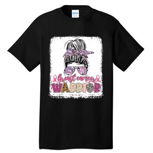 Messy Bun Hair Pink Ribbon Breast Cancer Awareness Tall T-Shirt