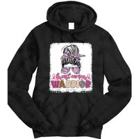 Messy Bun Hair Pink Ribbon Breast Cancer Awareness Tie Dye Hoodie