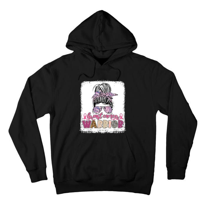 Messy Bun Hair Pink Ribbon Breast Cancer Awareness Tall Hoodie