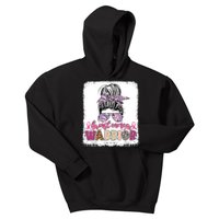 Messy Bun Hair Pink Ribbon Breast Cancer Awareness Kids Hoodie