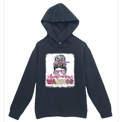 Messy Bun Hair Pink Ribbon Breast Cancer Awareness Urban Pullover Hoodie