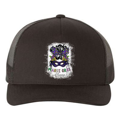 Messy Bun Hair Glasses New Orleans Carnival Mardi Gras Mama Yupoong Adult 5-Panel Trucker Hat