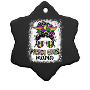 Messy Bun Hair Glasses New Orleans Carnival Mardi Gras Mama Funny Gift Ceramic Star Ornament