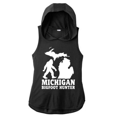 Michigan Bigfoot Hunter Ladies PosiCharge Tri-Blend Wicking Draft Hoodie Tank