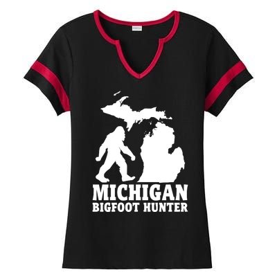 Michigan Bigfoot Hunter Ladies Halftime Notch Neck Tee