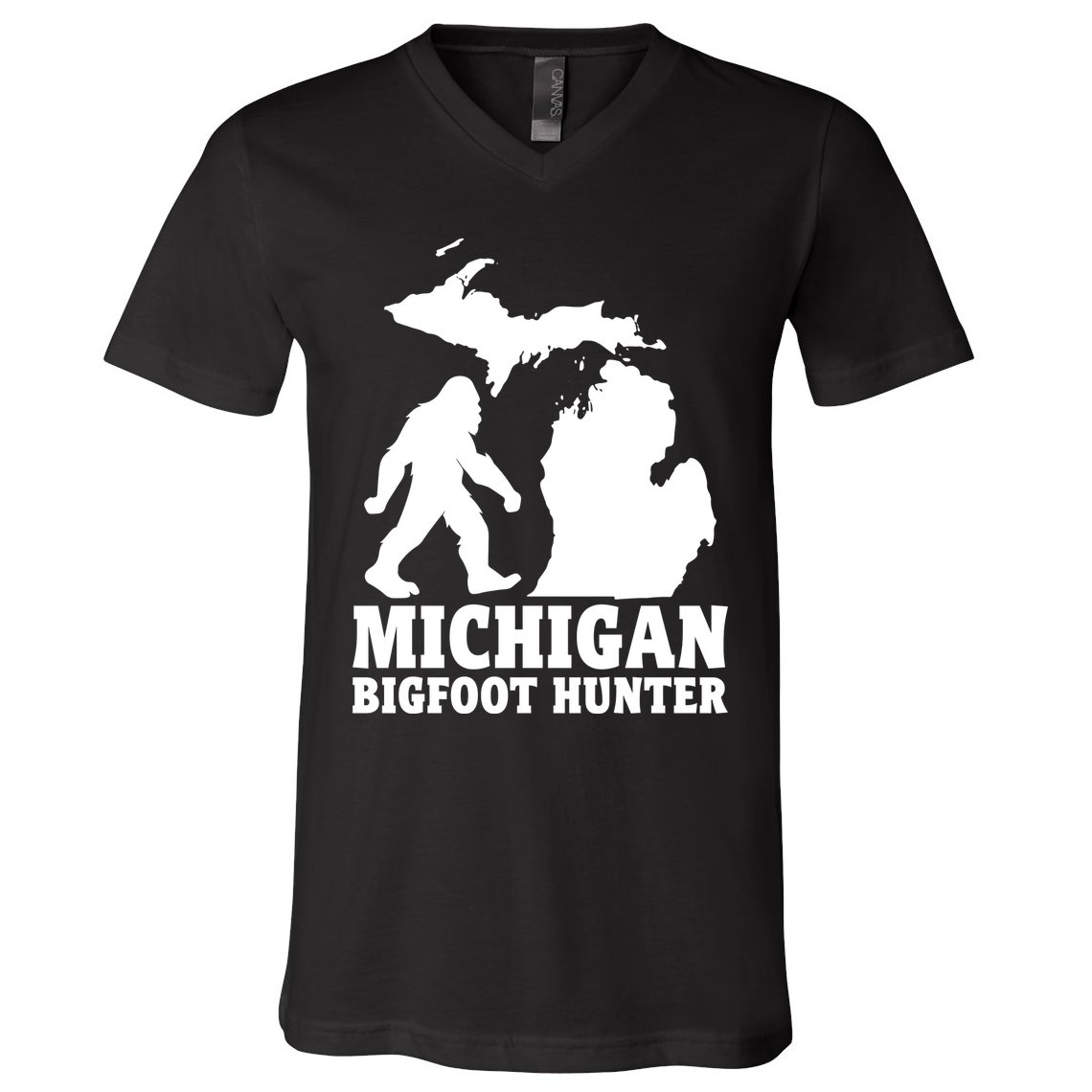 Michigan Bigfoot Hunter V-Neck T-Shirt
