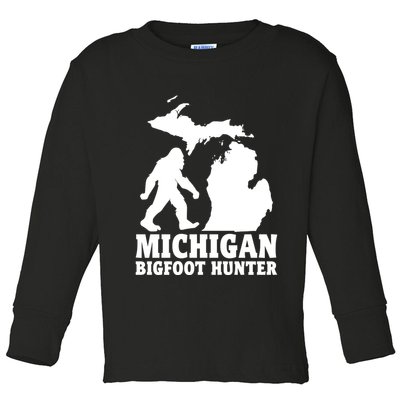 Michigan Bigfoot Hunter Toddler Long Sleeve Shirt