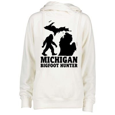 Michigan Bigfoot Hunter Womens Funnel Neck Pullover Hood