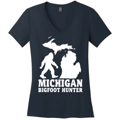 Michigan Bigfoot Hunter Women's V-Neck T-Shirt