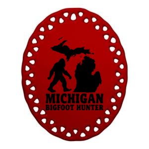 Michigan Bigfoot Hunter Ceramic Oval Ornament