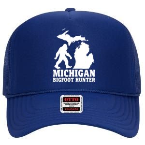 Michigan Bigfoot Hunter High Crown Mesh Back Trucker Hat