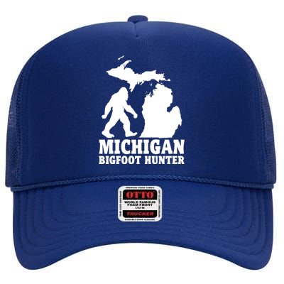 Michigan Bigfoot Hunter High Crown Mesh Back Trucker Hat