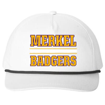 Merkel Badgers Horizontal Stripes Snapback Five-Panel Rope Hat