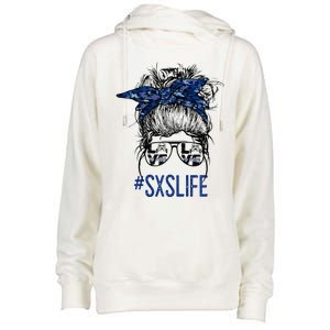 Messy Bun Hair SXS Life Side By Side Riders Girl Riding Gift Womens Funnel Neck Pullover Hood