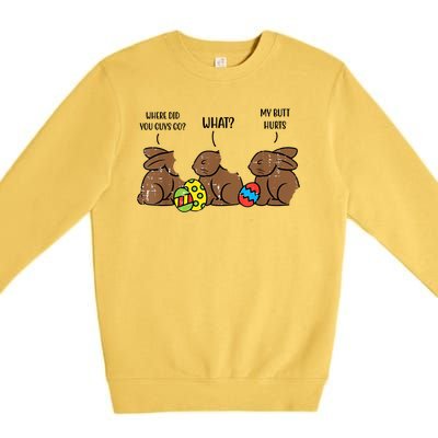 My Butt Hurts Funny Bitten Chocolate Bunny Easter Premium Crewneck Sweatshirt