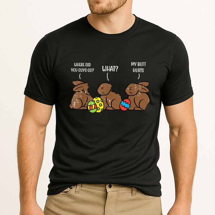 My Butt Hurts Funny Bitten Chocolate Bunny Easter Cooling Performance Crew T-Shirt