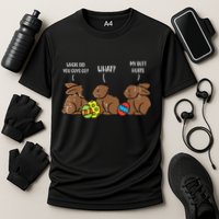 My Butt Hurts Funny Bitten Chocolate Bunny Easter Cooling Performance Crew T-Shirt