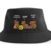 My Butt Hurts Funny Bitten Chocolate Bunny Easter Sustainable Bucket Hat