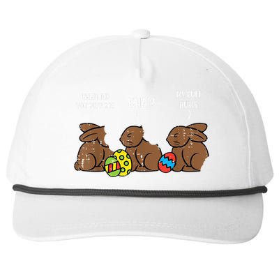 My Butt Hurts Funny Bitten Chocolate Bunny Easter Snapback Five-Panel Rope Hat