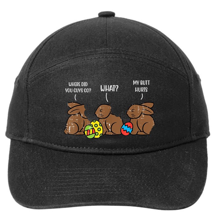 My Butt Hurts Funny Bitten Chocolate Bunny Easter 7-Panel Snapback Hat
