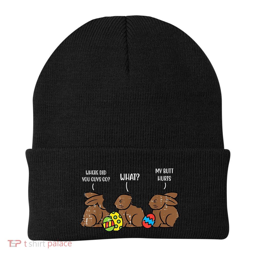 My Butt Hurts Funny Bitten Chocolate Bunny Easter Beanie
