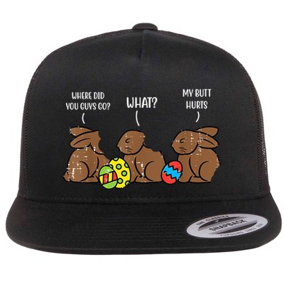 My Butt Hurts Funny Bitten Chocolate Bunny Easter Flatbill Hat