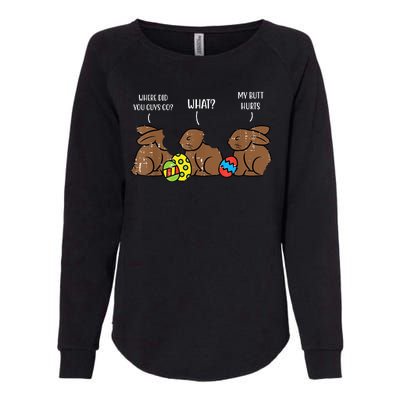 My Butt Hurts Funny Bitten Chocolate Bunny Easter Womens California Wash Sweatshirt