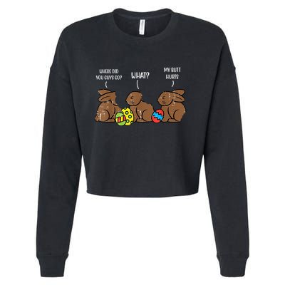 My Butt Hurts Funny Bitten Chocolate Bunny Easter Cropped Pullover Crew