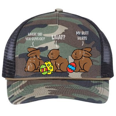 My Butt Hurts Funny Bitten Chocolate Bunny Easter Retro Rope Trucker Hat Cap