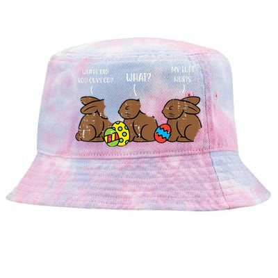 My Butt Hurts Funny Bitten Chocolate Bunny Easter Tie-Dyed Bucket Hat