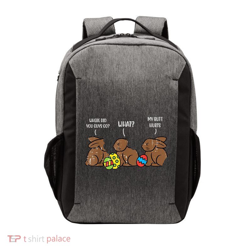 My Butt Hurts Funny Bitten Chocolate Bunny Easter Vector Backpack