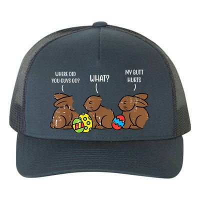 My Butt Hurts Funny Bitten Chocolate Bunny Easter Yupoong Adult 5-Panel Trucker Hat