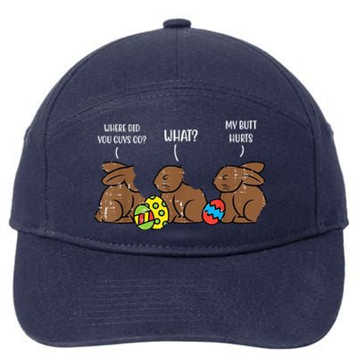 My Butt Hurts Funny Bitten Chocolate Bunny Easter 7-Panel Snapback Hat