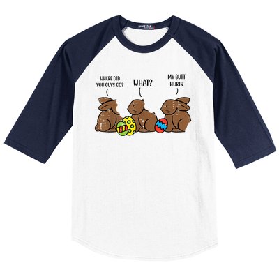 My Butt Hurts Funny Bitten Chocolate Bunny Easter Baseball Sleeve Shirt