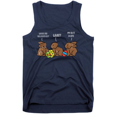 My Butt Hurts Funny Bitten Chocolate Bunny Easter Tank Top