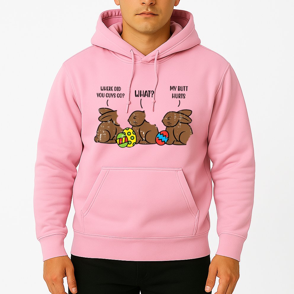 My Butt Hurts Funny Bitten Chocolate Bunny Easter Hoodie