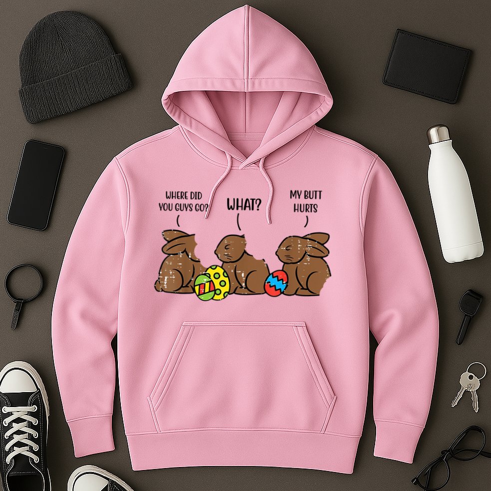 My Butt Hurts Funny Bitten Chocolate Bunny Easter Hoodie