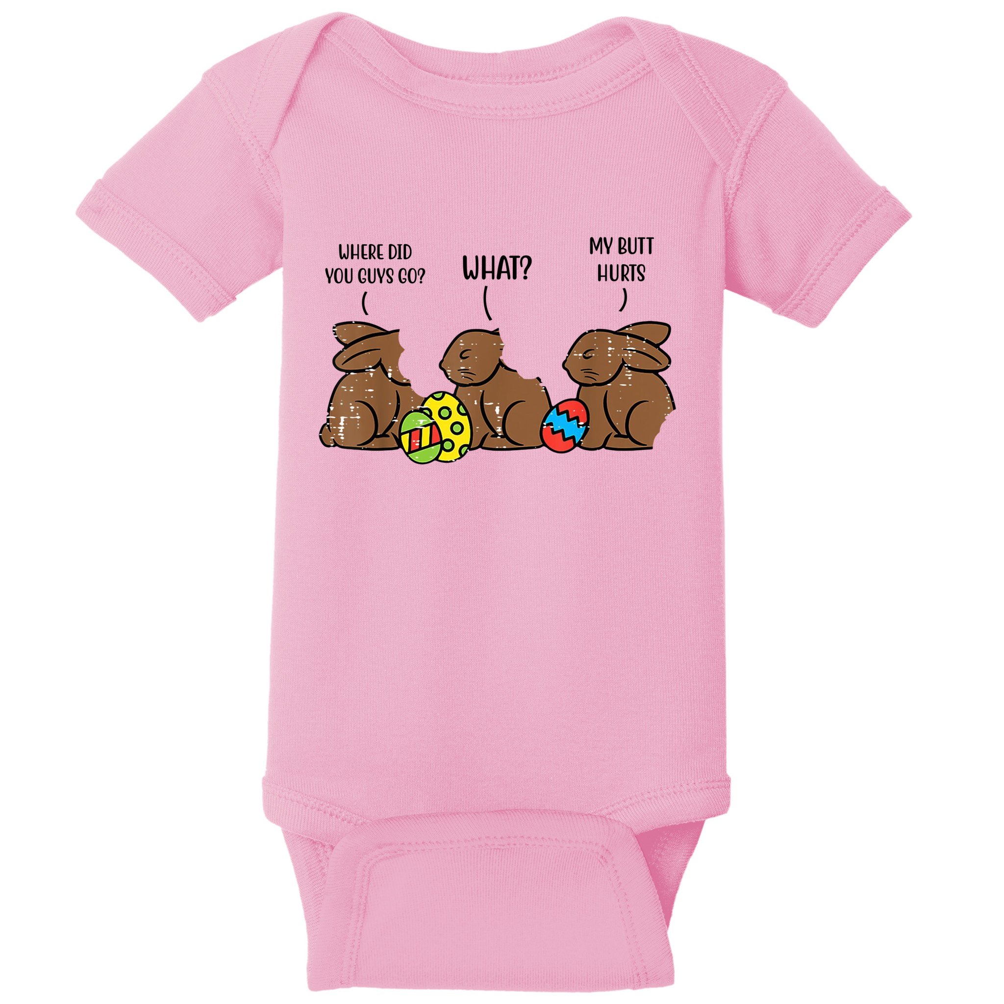My Butt Hurts Funny Bitten Chocolate Bunny Easter Baby Bodysuit