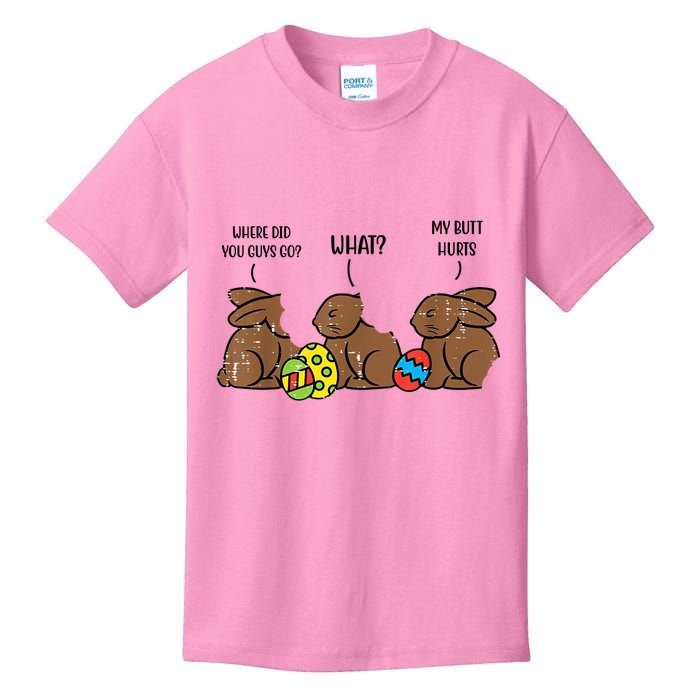 My Butt Hurts Funny Bitten Chocolate Bunny Easter Kids T-Shirt