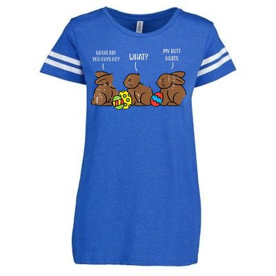 My Butt Hurts Funny Bitten Chocolate Bunny Easter Enza Ladies Jersey Football T-Shirt