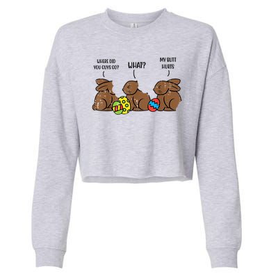 My Butt Hurts Funny Bitten Chocolate Bunny Easter Cropped Pullover Crew