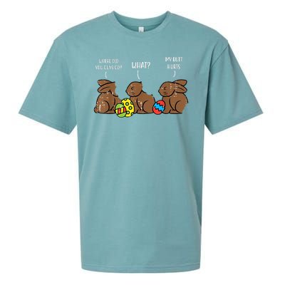 My Butt Hurts Funny Bitten Chocolate Bunny Easter Sueded Cloud Jersey T-Shirt