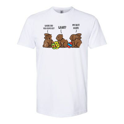 My Butt Hurts Funny Bitten Chocolate Bunny Easter Softstyle® CVC T-Shirt