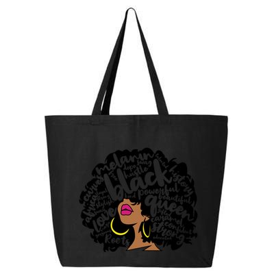 Melanin Black History Month October Afro Word Art Cool Gift 25L Jumbo Tote
