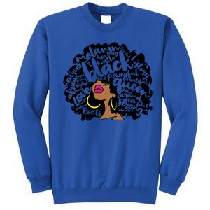 Melanin Black History Month October Afro Word Art Cool Gift Tall Sweatshirt