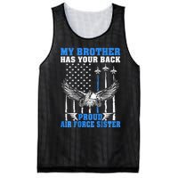 My Brother Has Your Back Proud Sister Sibling Gift Mesh Reversible Basketball Jersey Tank